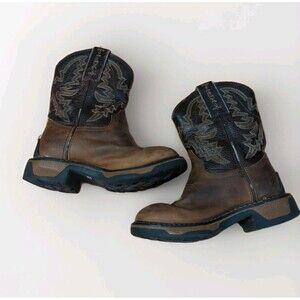 Tony Lama TLX Crazy Horse Cowboy Boots Youth Kids 10D Brown Leather Western